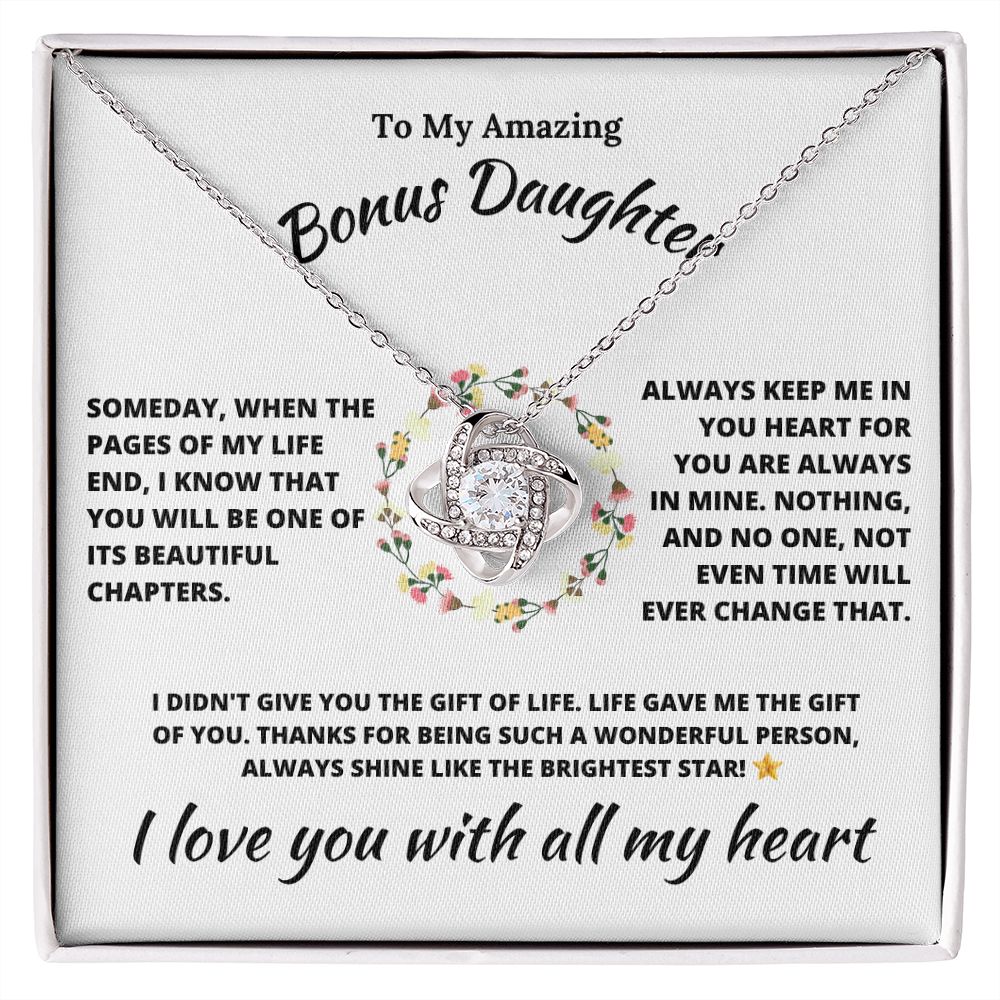 To My Bonus Daughter Beautiful Chapters Love Knot Necklace