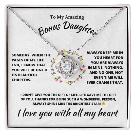 To My Bonus Daughter Beautiful Chapters Love Knot Necklace