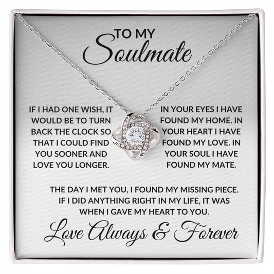To My Soulmate In Your Eyes Love Knot Necklace
