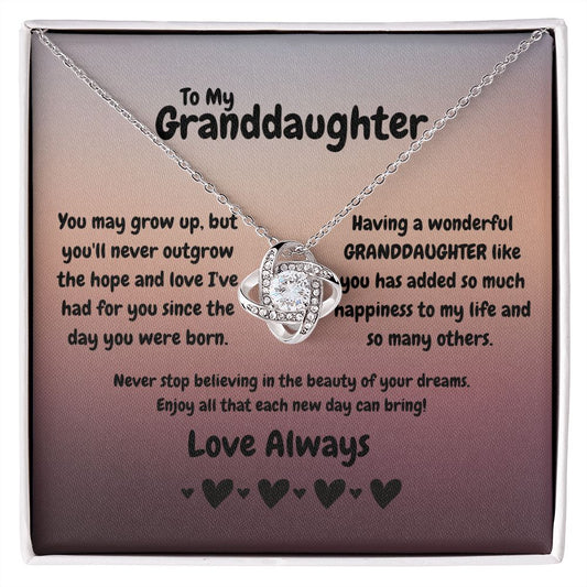 To My Granddaughter New Day Love Knot Necklace