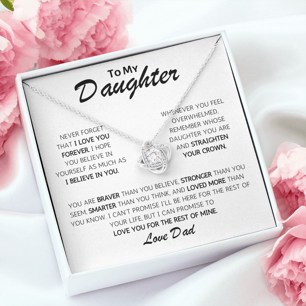 To My Daughter Remember Whose Daughter You Are - Dad - Love Knot Necklace