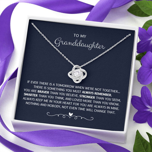 To My Granddaughter - Loved More - Love Knot Necklace