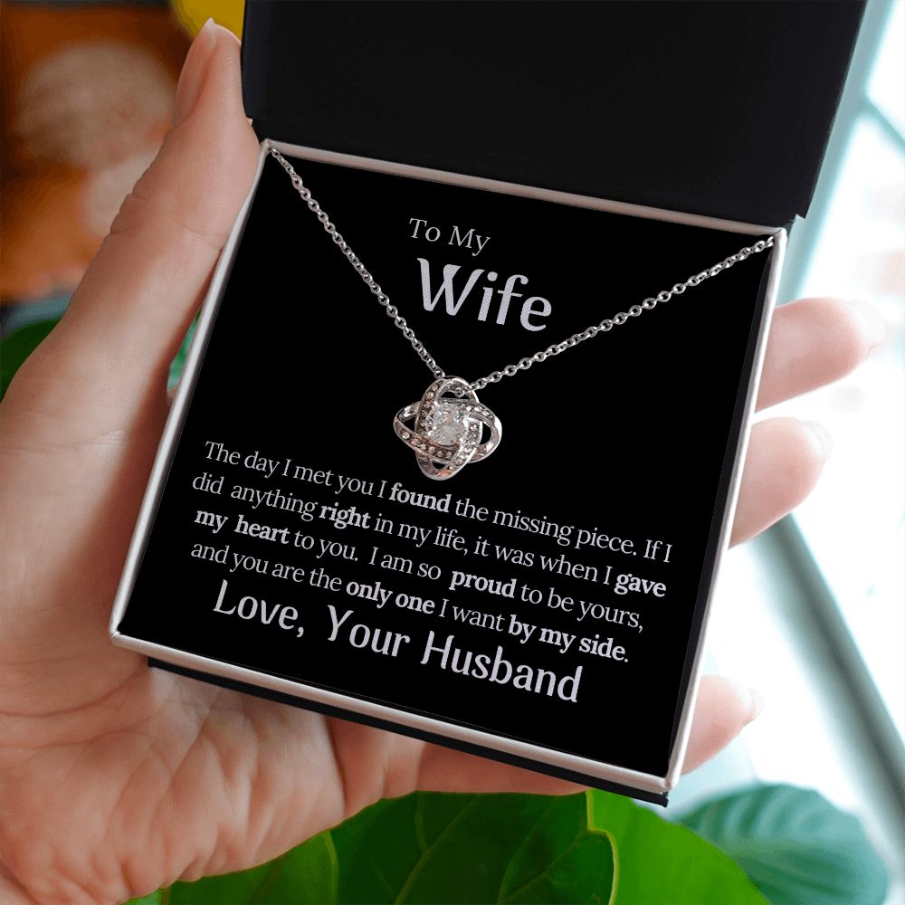 To My Wife Missing Piece Love Knot Necklace