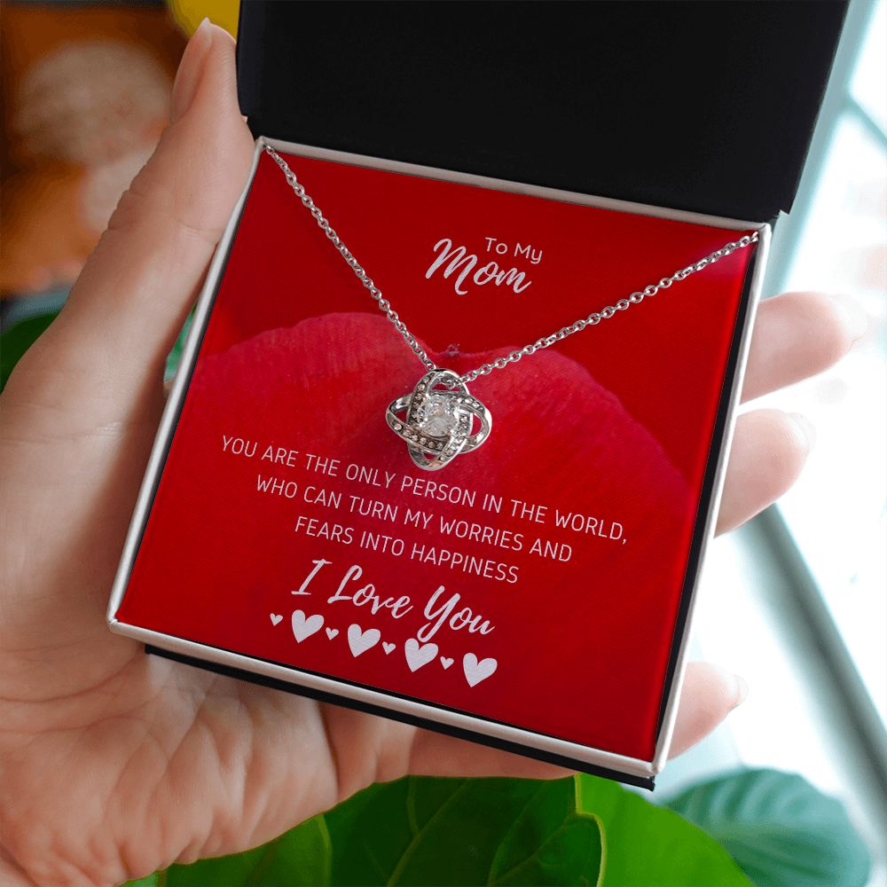 To My Mom Only Person In The World Love Knot Necklace