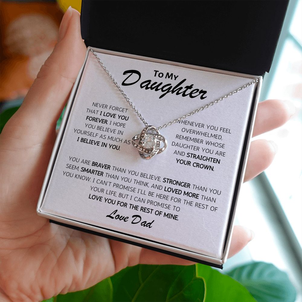 To My Daughter Remember Whose Daughter You Are - Dad - Love Knot Necklace