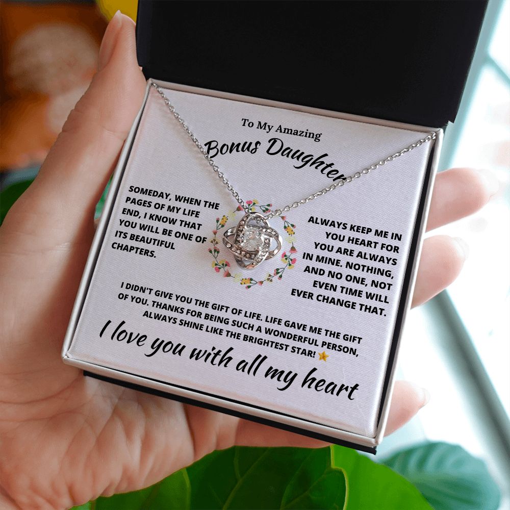 To My Bonus Daughter Beautiful Chapters Love Knot Necklace