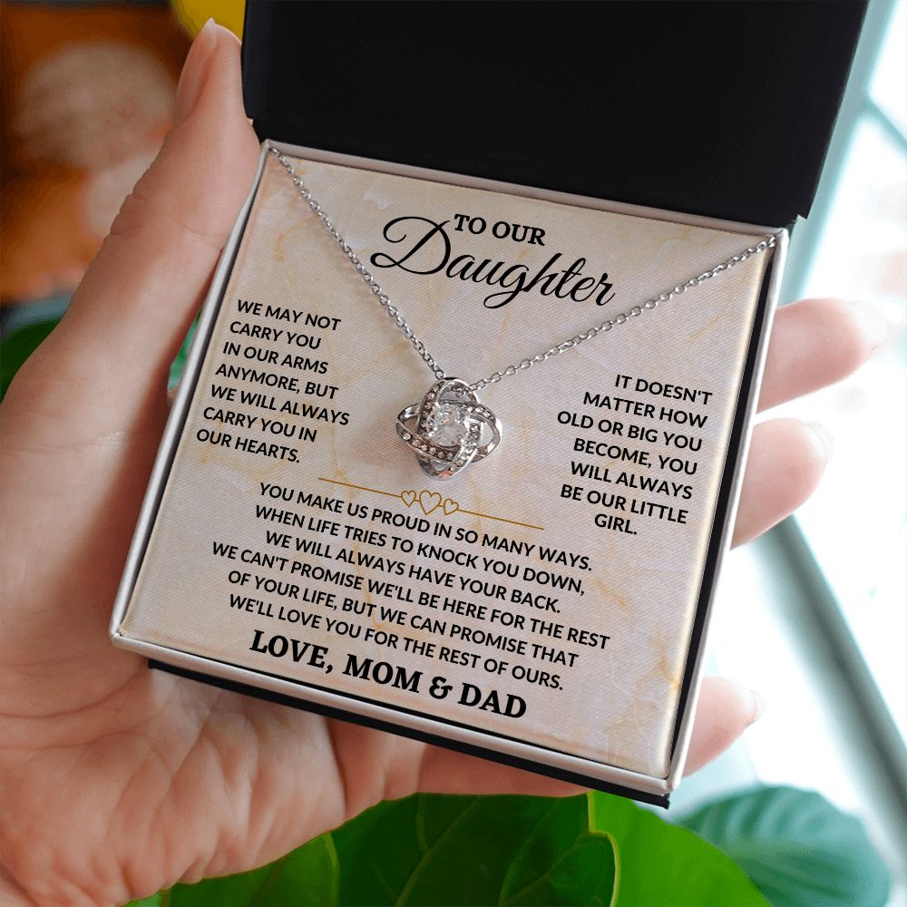 To Our Daughter - In Our Arms - Love Knot Necklace