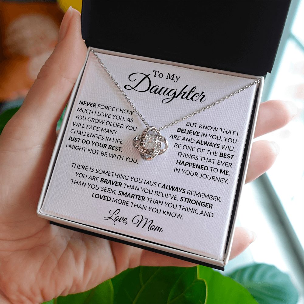 To My Daughter I Love You - Mom - Love Knot Necklace