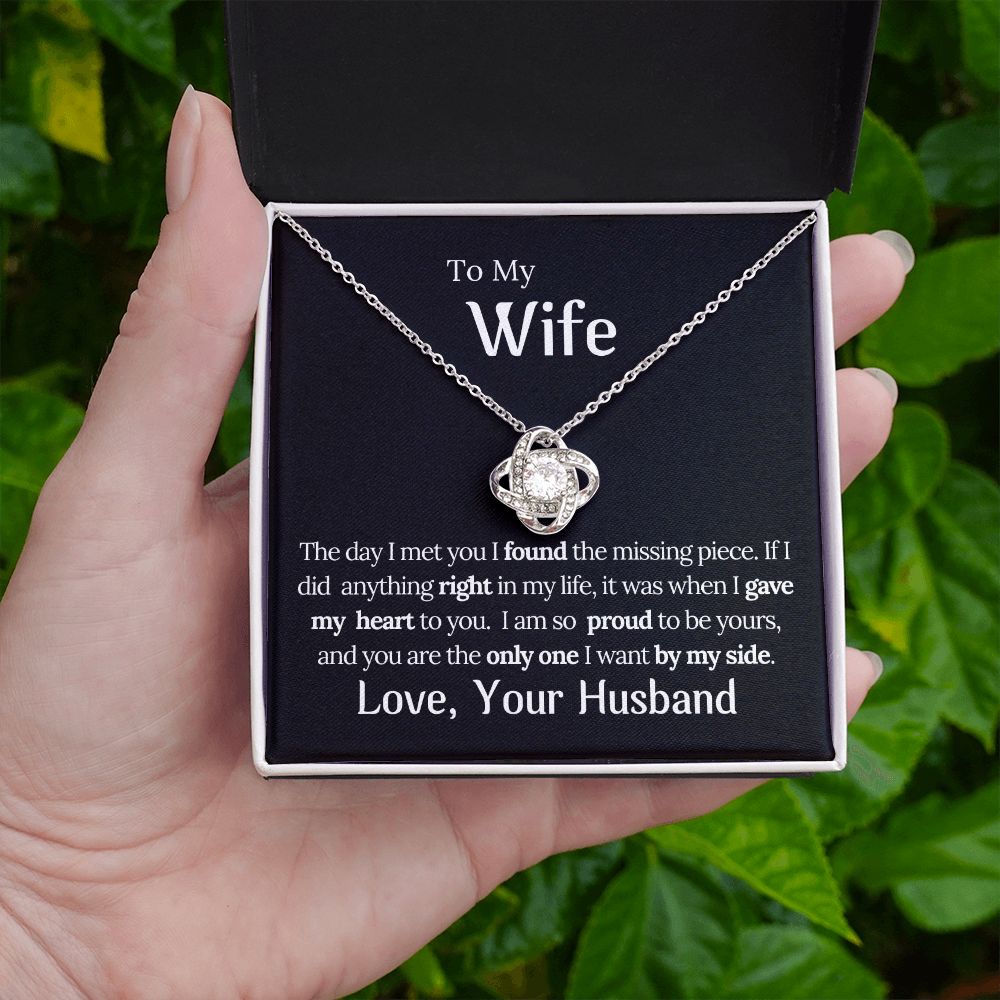 To My Wife Missing Piece Love Knot Necklace