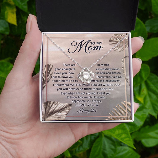 To Mom from Daughter - Love you Love Knot Necklace