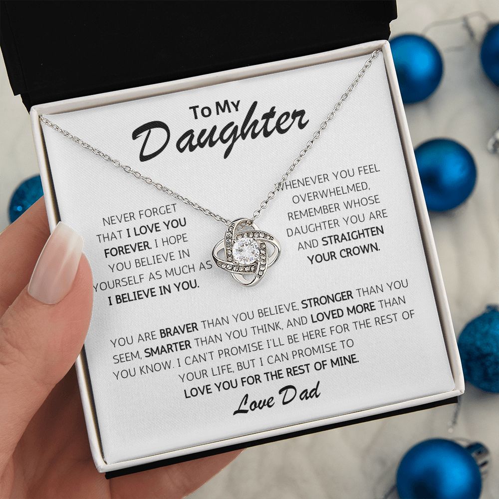 To My Daughter Remember Whose Daughter You Are - Dad - Love Knot Necklace