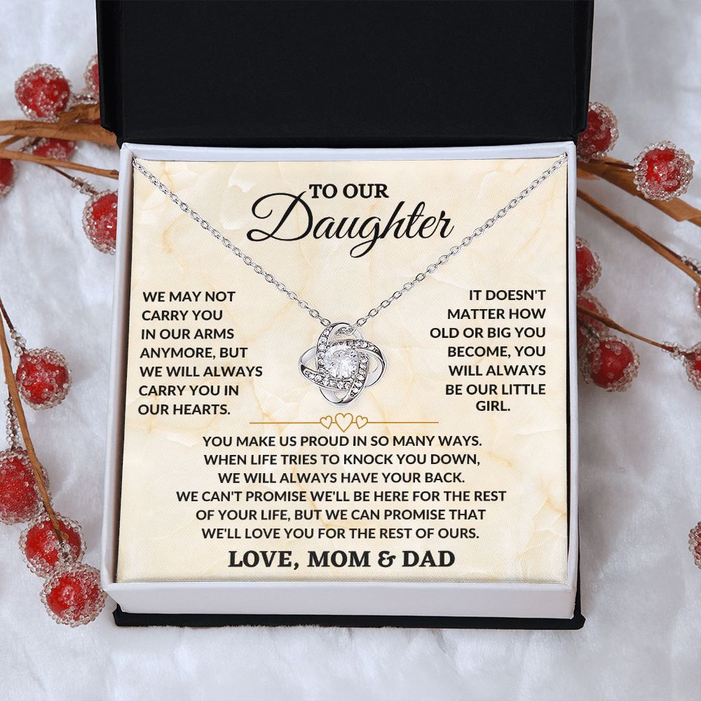 To Our Daughter - In Our Arms - Love Knot Necklace