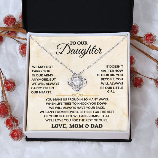 To Our Daughter - In Our Arms - Love Knot Necklace