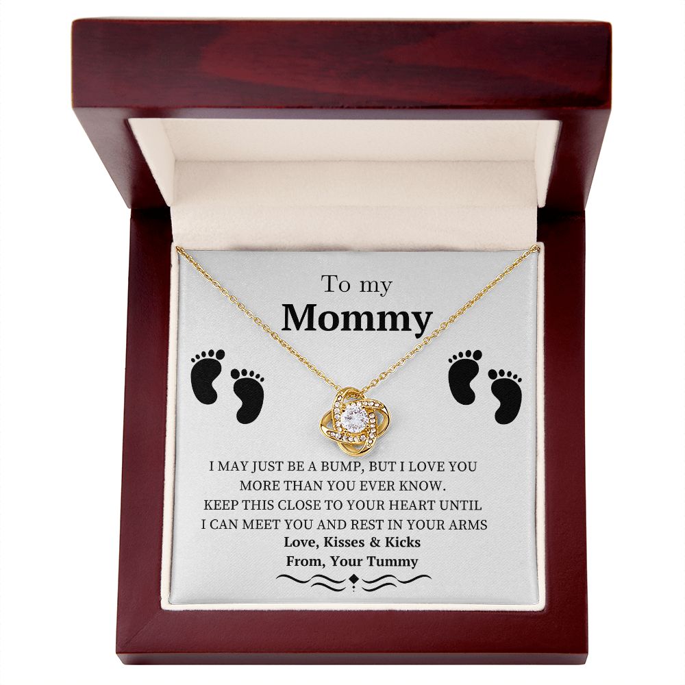 To My Mommy - Baby Feet - Love Knot Necklace
