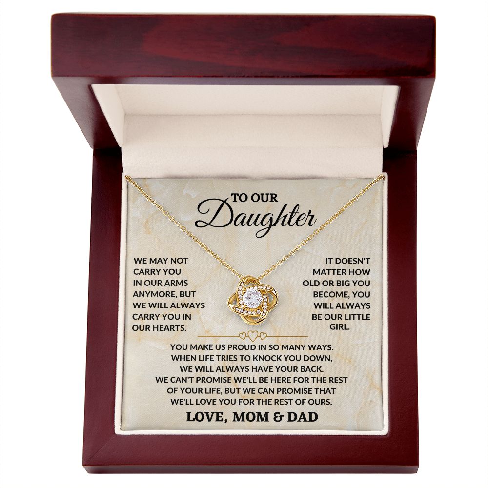 To Our Daughter - In Our Arms - Love Knot Necklace