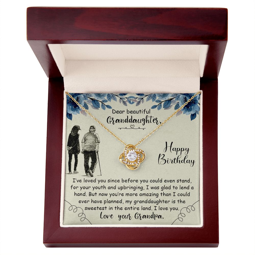 Dear Beautiful Granddaughter Love Your Grandpa Love Knot Necklace
