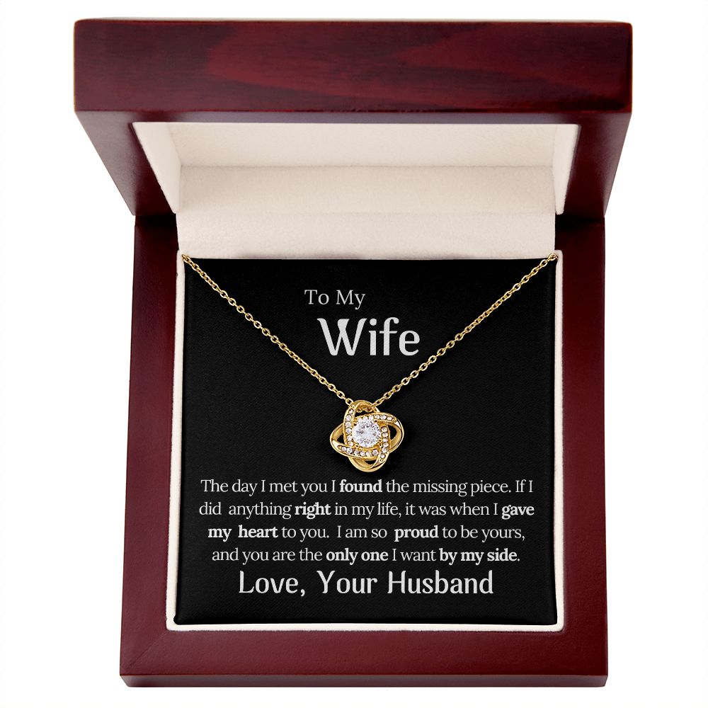To My Wife Missing Piece Love Knot Necklace