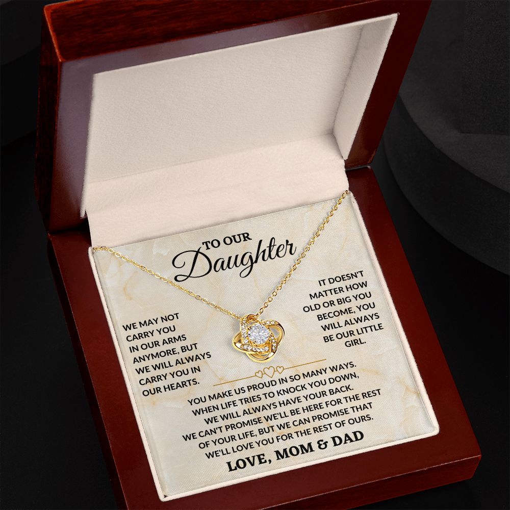 To Our Daughter - In Our Arms - Love Knot Necklace