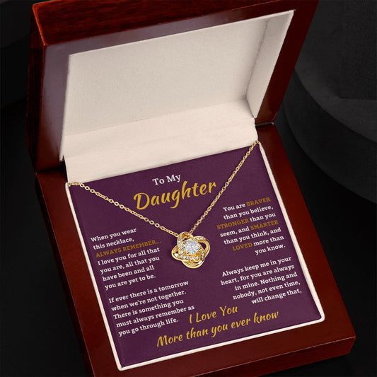 To My Daughter  Always Remember Love Knot Necklace