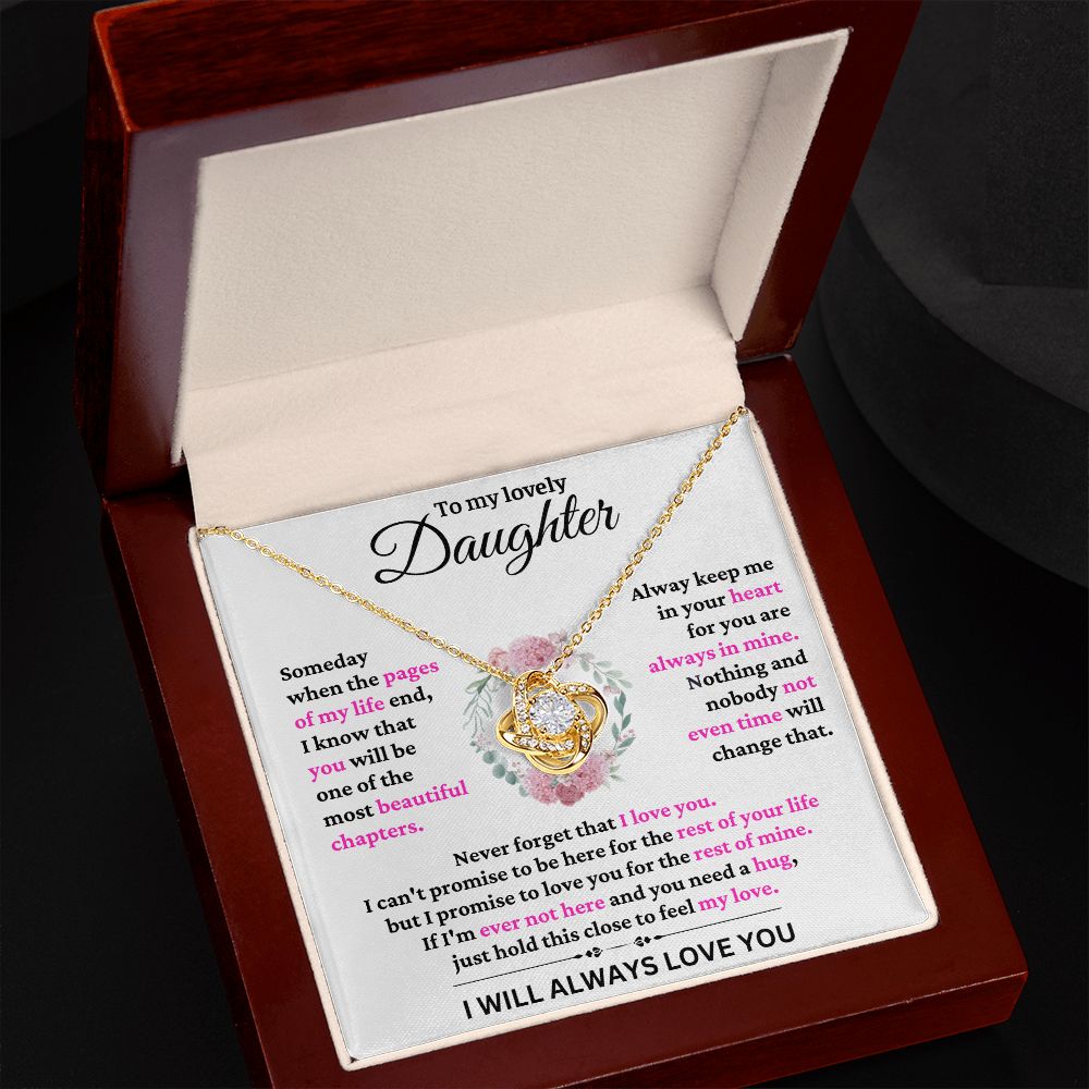 To My Lovely Daughter - I Promise - Love Knot Necklace
