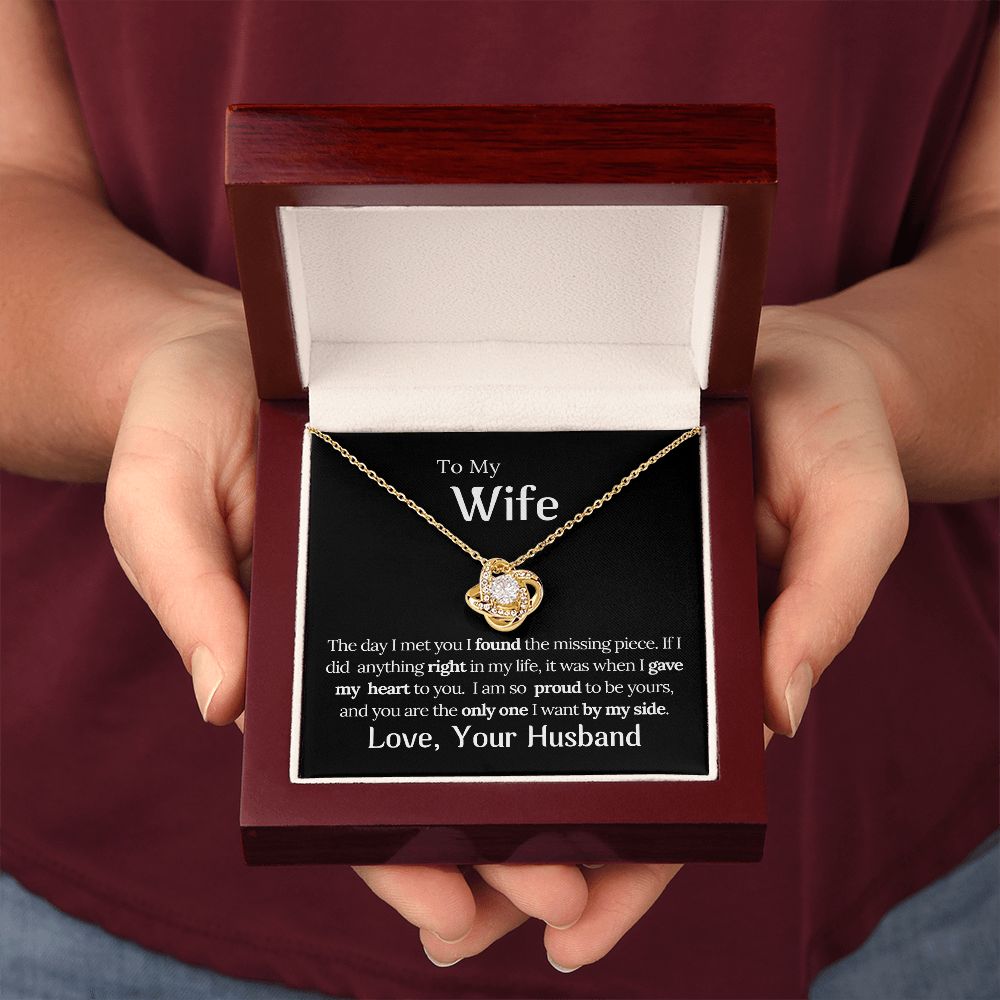 To My Wife Missing Piece Love Knot Necklace