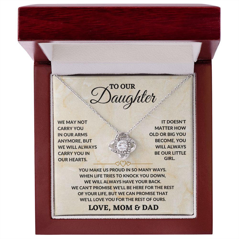 To Our Daughter - In Our Arms - Love Knot Necklace