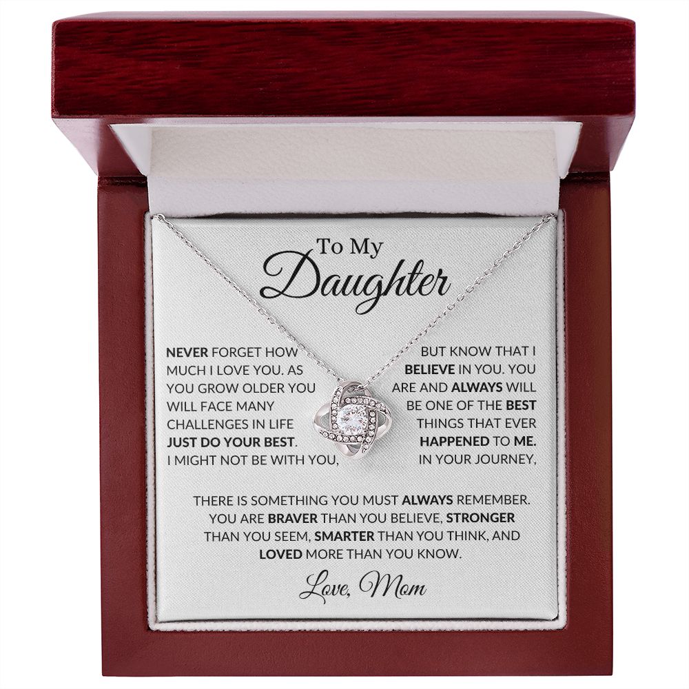 To My Daughter I Love You - Mom - Love Knot Necklace