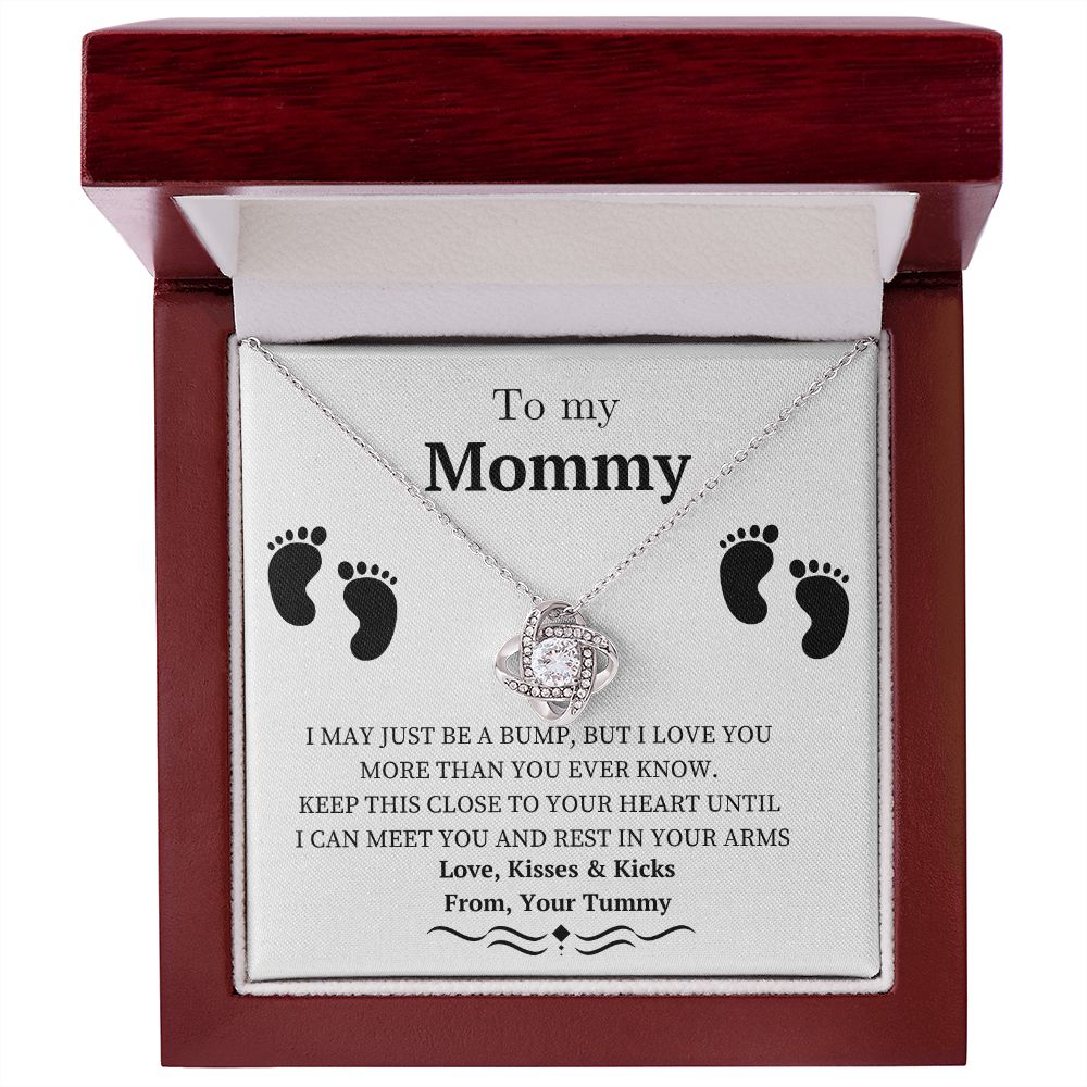 To My Mommy - Baby Feet - Love Knot Necklace