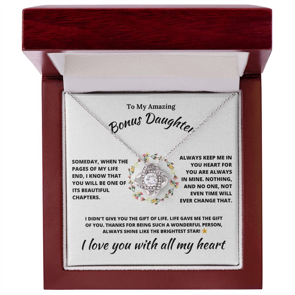 To My Bonus Daughter Beautiful Chapters Love Knot Necklace