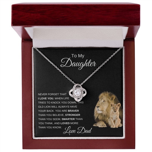 To My Daughter From Dad Love Knot Necklace