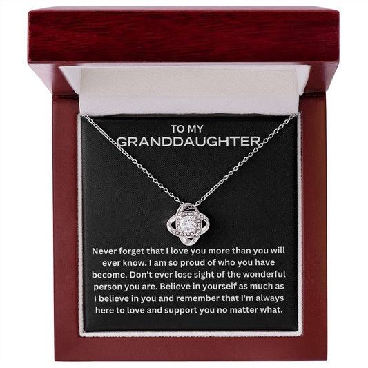 To My Granddaughter So Proud of You - Love Knot Necklace