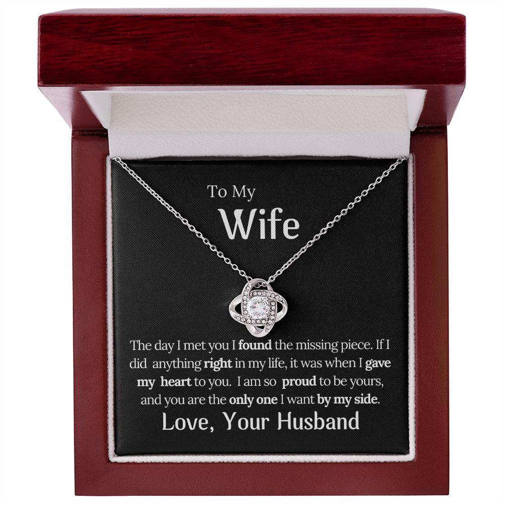To My Wife Missing Piece Love Knot Necklace