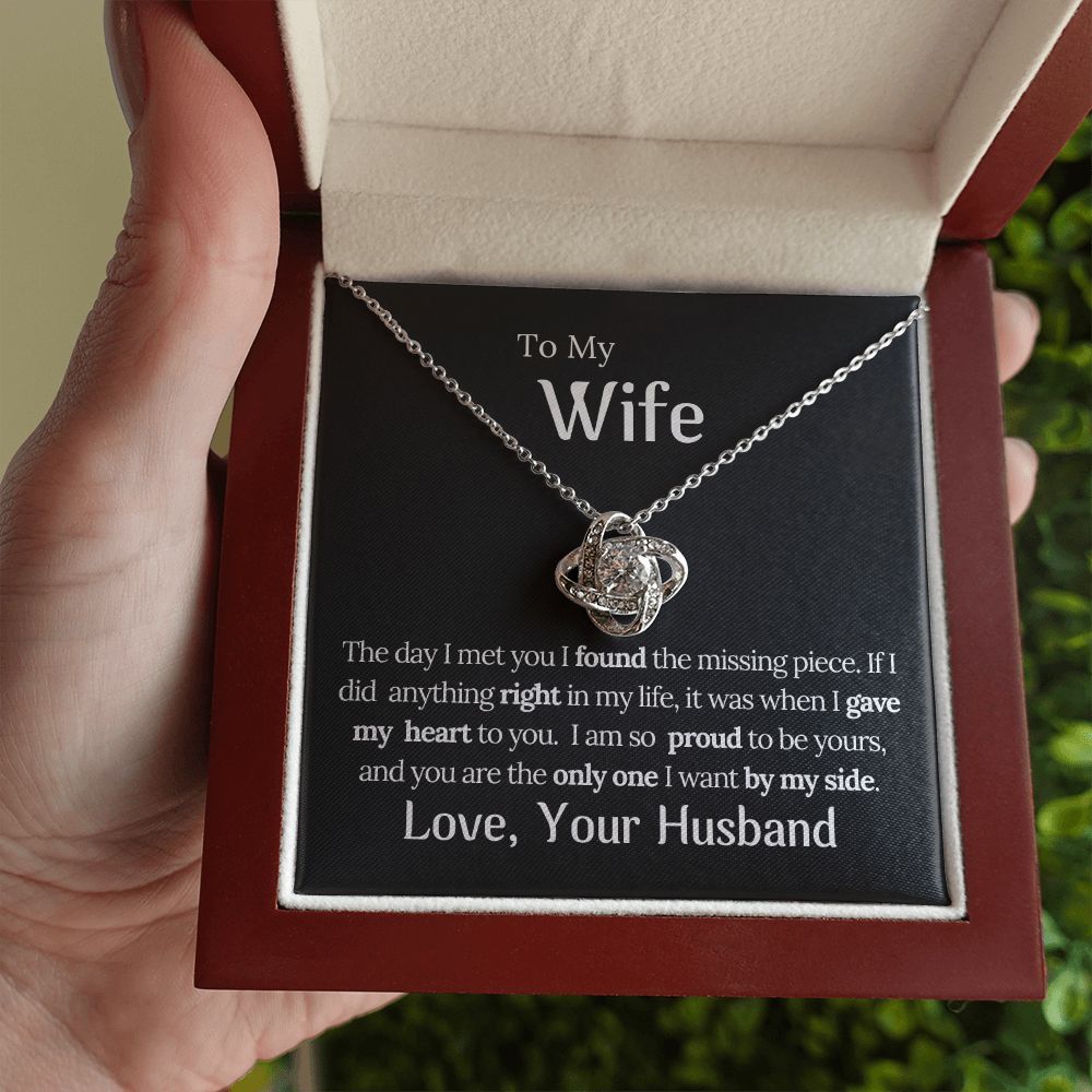 To My Wife Missing Piece Love Knot Necklace