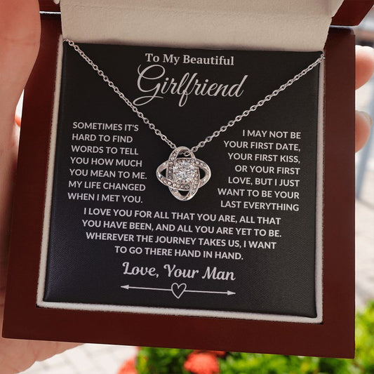 To My Beautiful Girlfriend - My Life - Love Knot Necklace