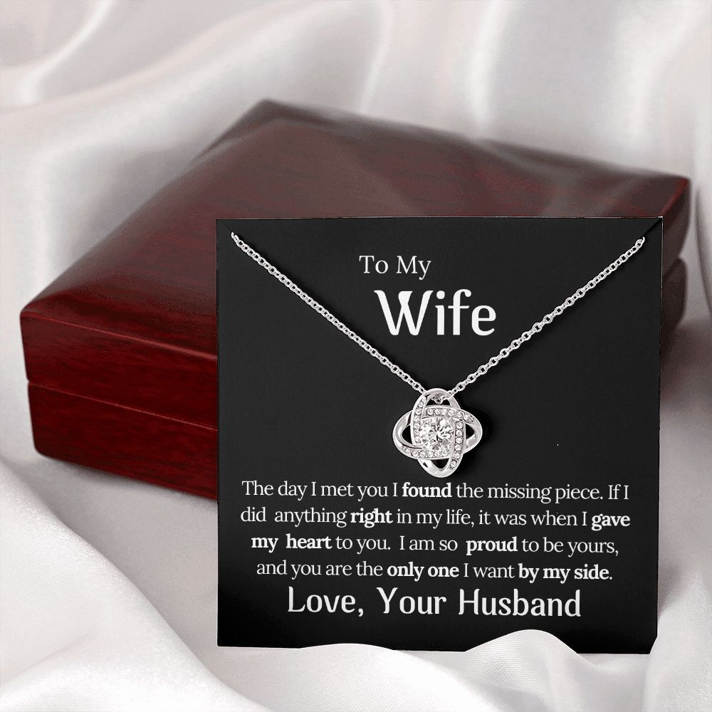 To My Wife Missing Piece Love Knot Necklace
