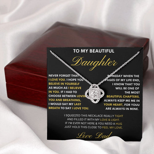 To My Beautiful Daughter - My Love & Light - Love Knot Necklace
