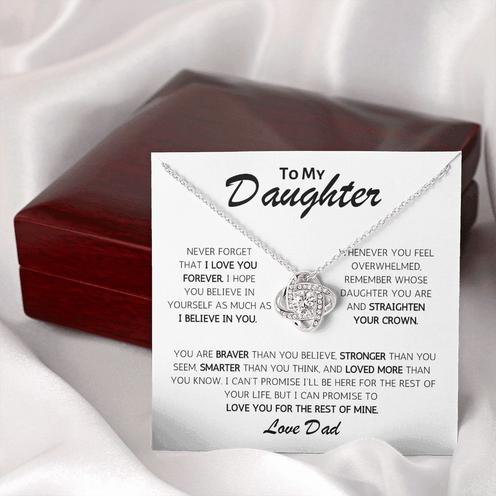 To My Daughter Remember Whose Daughter You Are - Dad - Love Knot Necklace