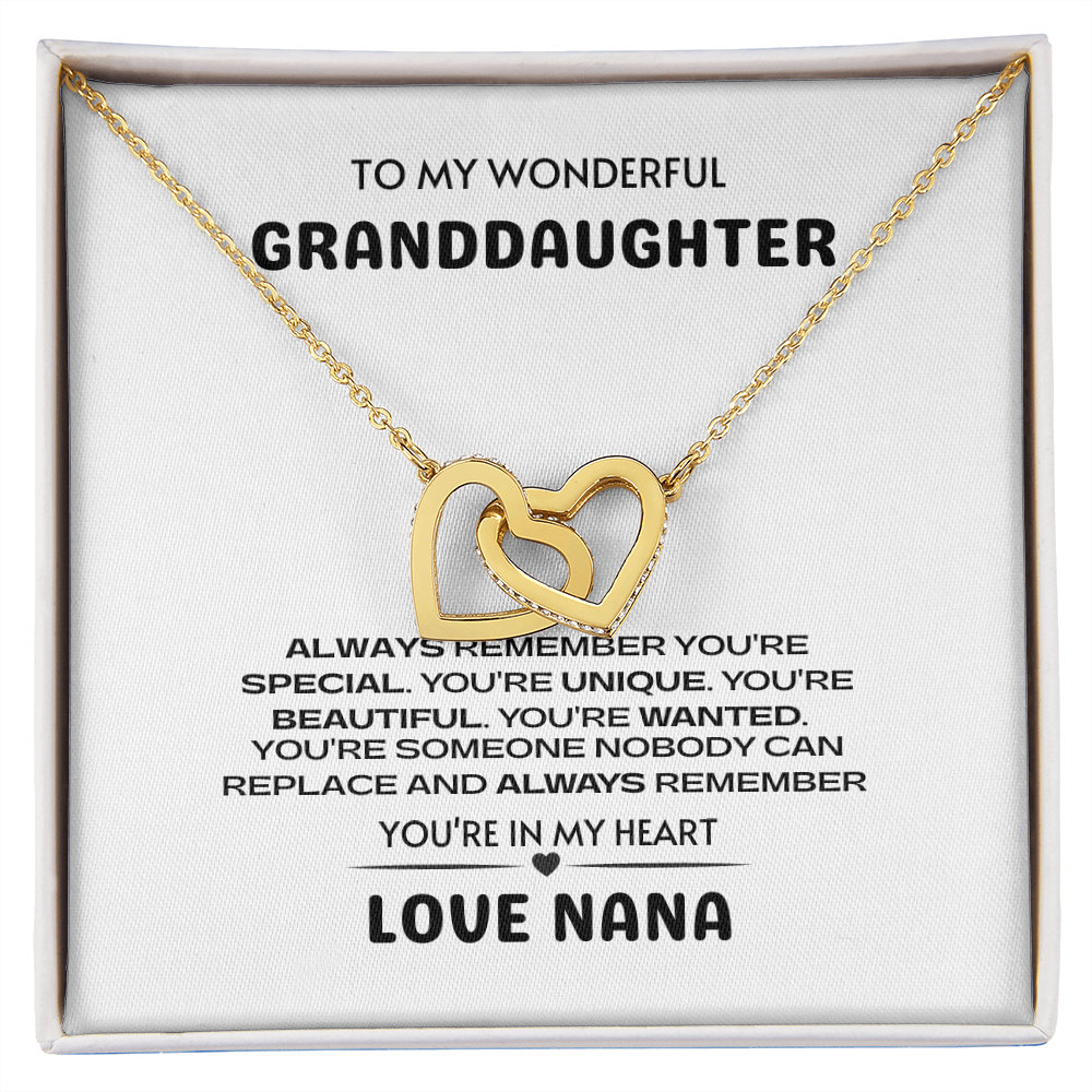 To My Granddaughter You're Unique Interlocking Hearts necklace