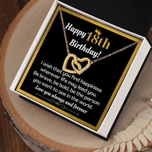 Happy 18th Birthday Interlocking Hearts Necklace