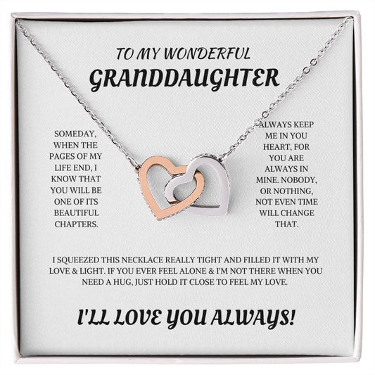 To My Granddaughter My Love Interlocking Hearts necklace