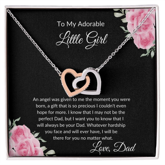 To My Adorable Little Girl From Dad  Interlocking Hearts Necklace