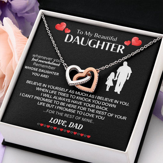 To My Beautiful Daughter Believe In You Interlocking Hearts Necklace