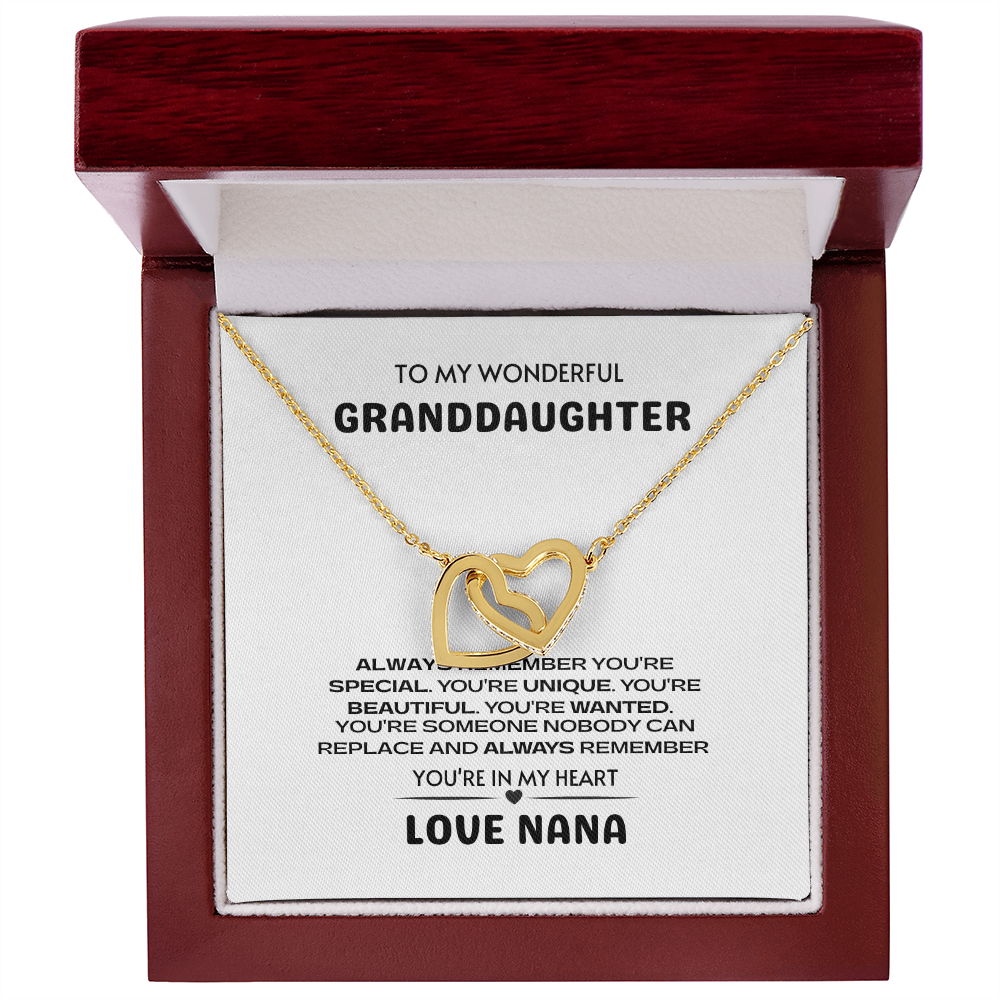 To My Granddaughter You're Unique Interlocking Hearts necklace