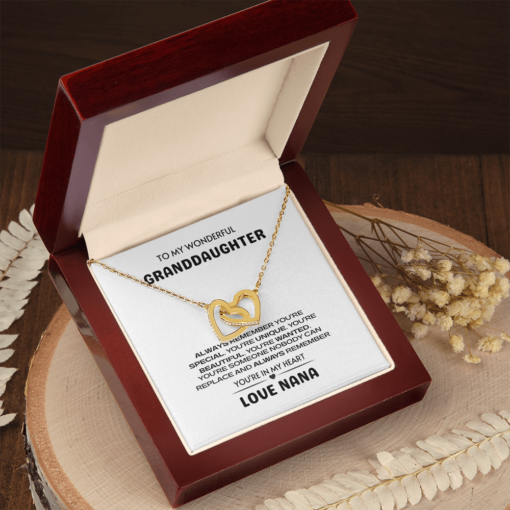 To My Granddaughter You're Unique Interlocking Hearts necklace