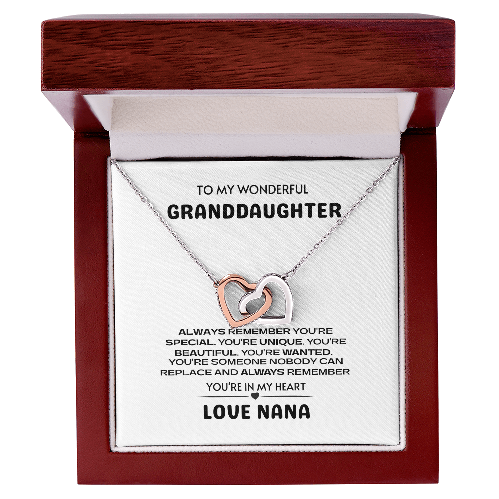 To My Granddaughter You're Unique Interlocking Hearts necklace