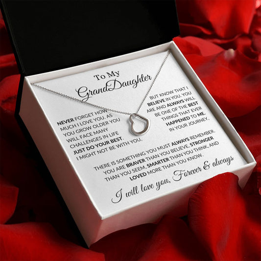To My Granddaughter - Do Your Best - Delicate Heart Necklace