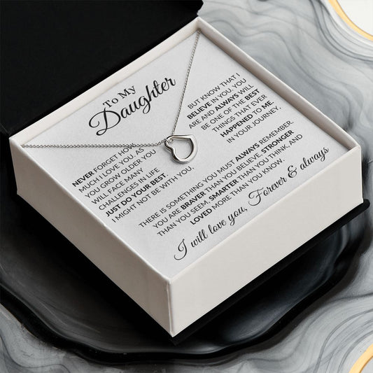 To My Daughter - Do Your Best - Delicate Heart Necklace