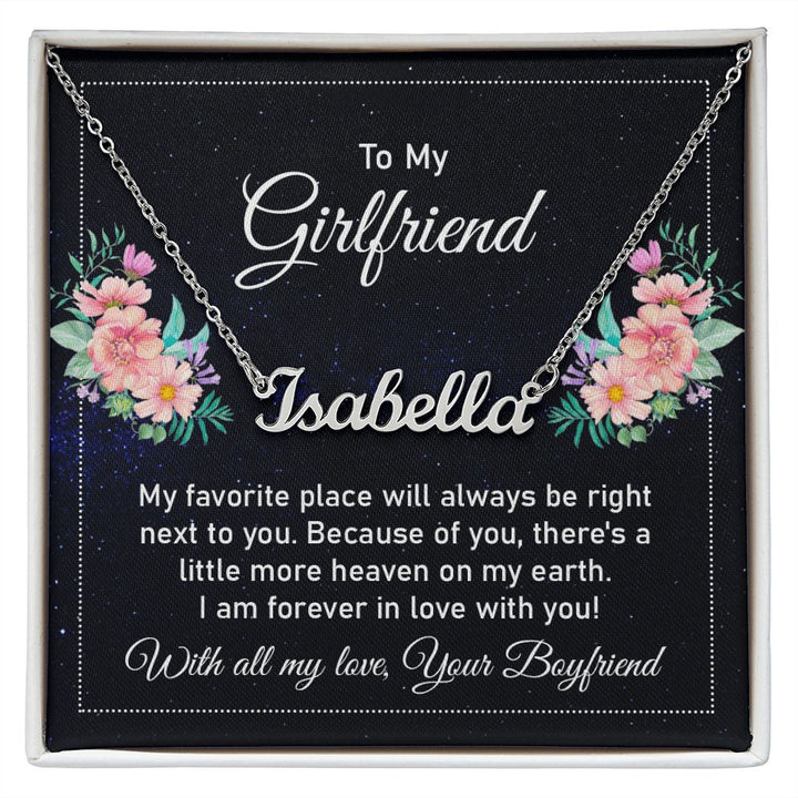 To My Girlfriend - Forever In Love - Personalized Name Necklace