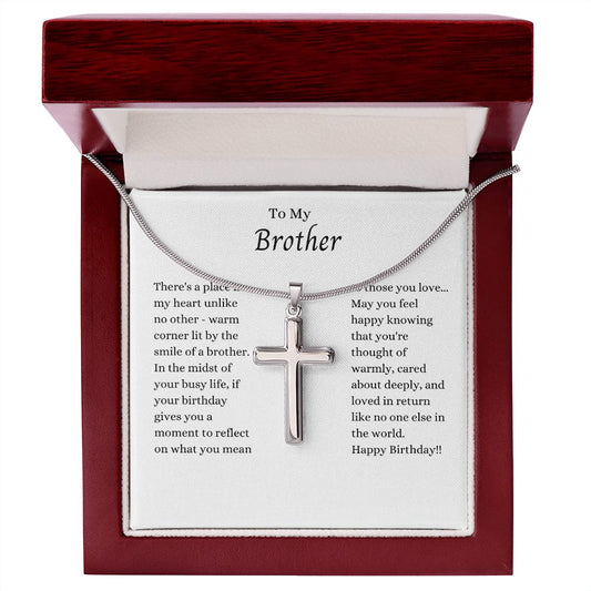To My Brother My Heart Cross Necklace