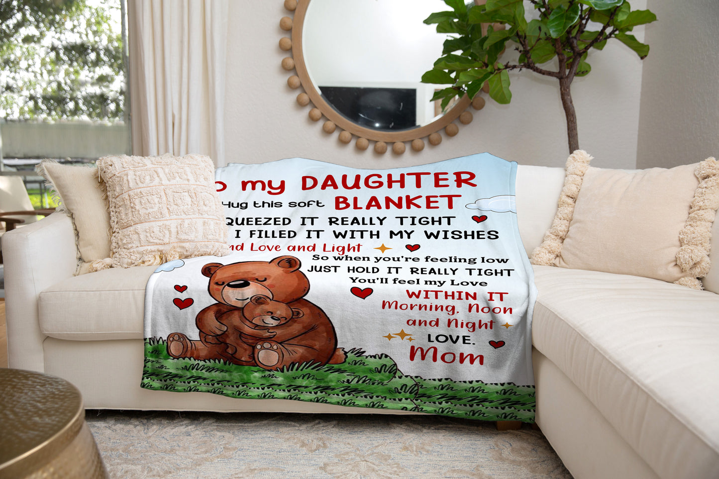 To My Daughter Mom Hope Love Light Blanket 50x60